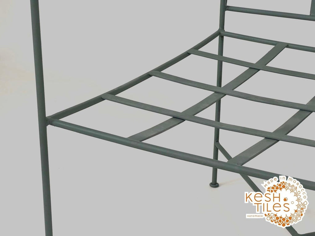 Shadi - Green Wrought Iron Lounge Chair, Handmade Moroccan Provence Style