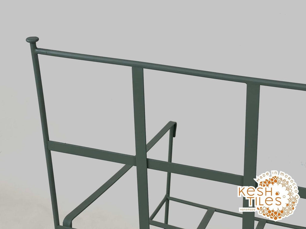 Shadi - Green Wrought Iron Lounge Chair, Handmade Moroccan Provence Style