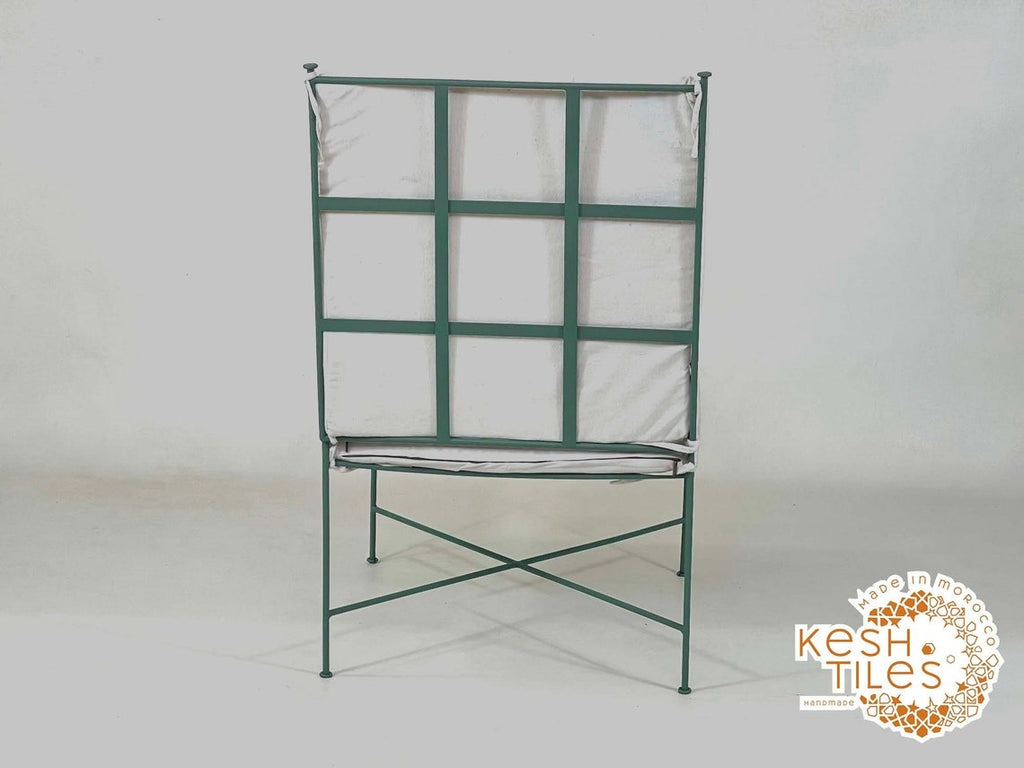 Shadi - Green Wrought Iron Lounge Chair, Handmade Moroccan Provence Style