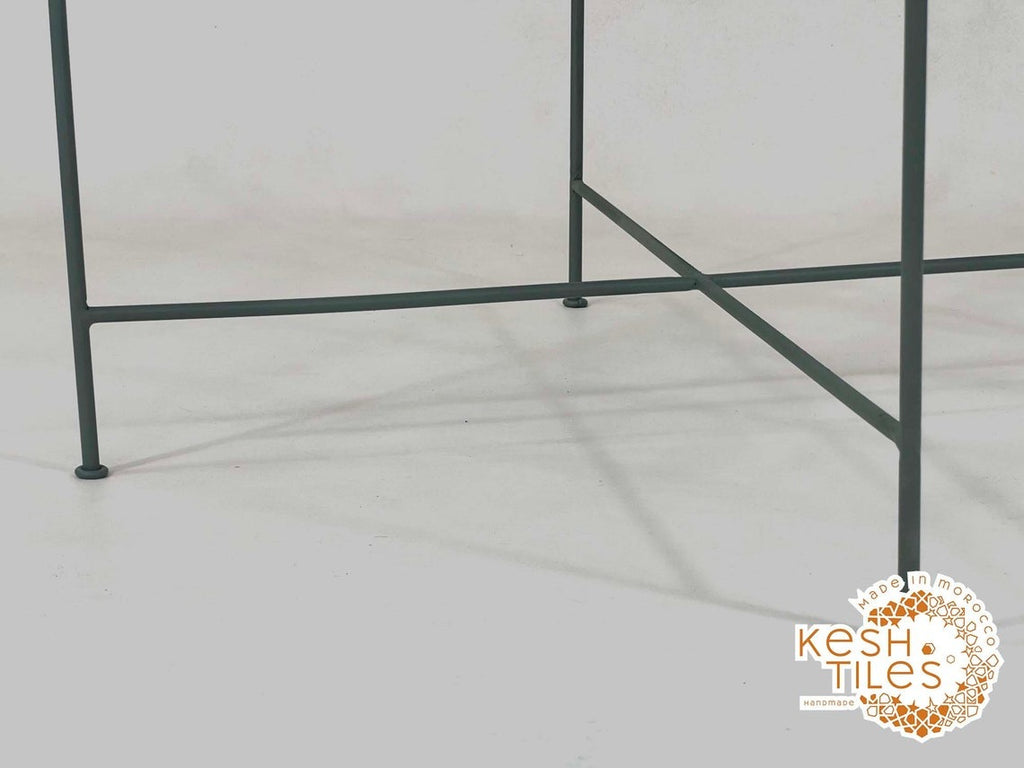 Shadi - Green Wrought Iron Lounge Chair, Handmade Moroccan Provence Style