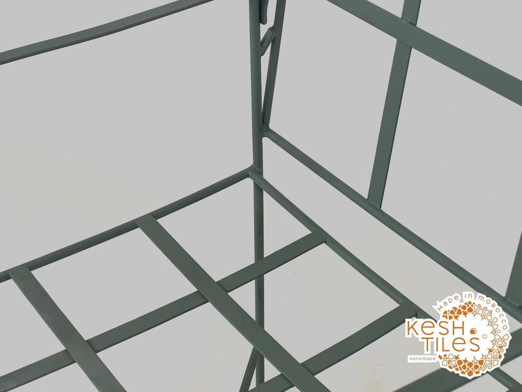 Shadi - Green Wrought Iron Lounge Chair, Handmade Moroccan Provence Style