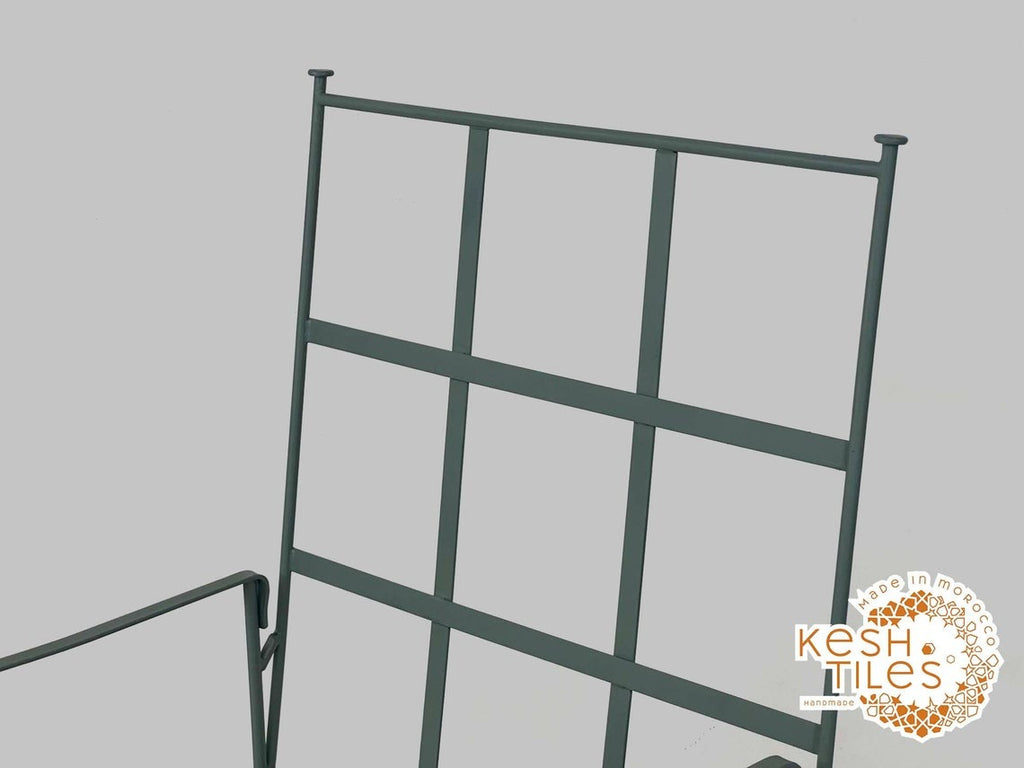 Shadi - Green Wrought Iron Lounge Chair, Handmade Moroccan Provence Style