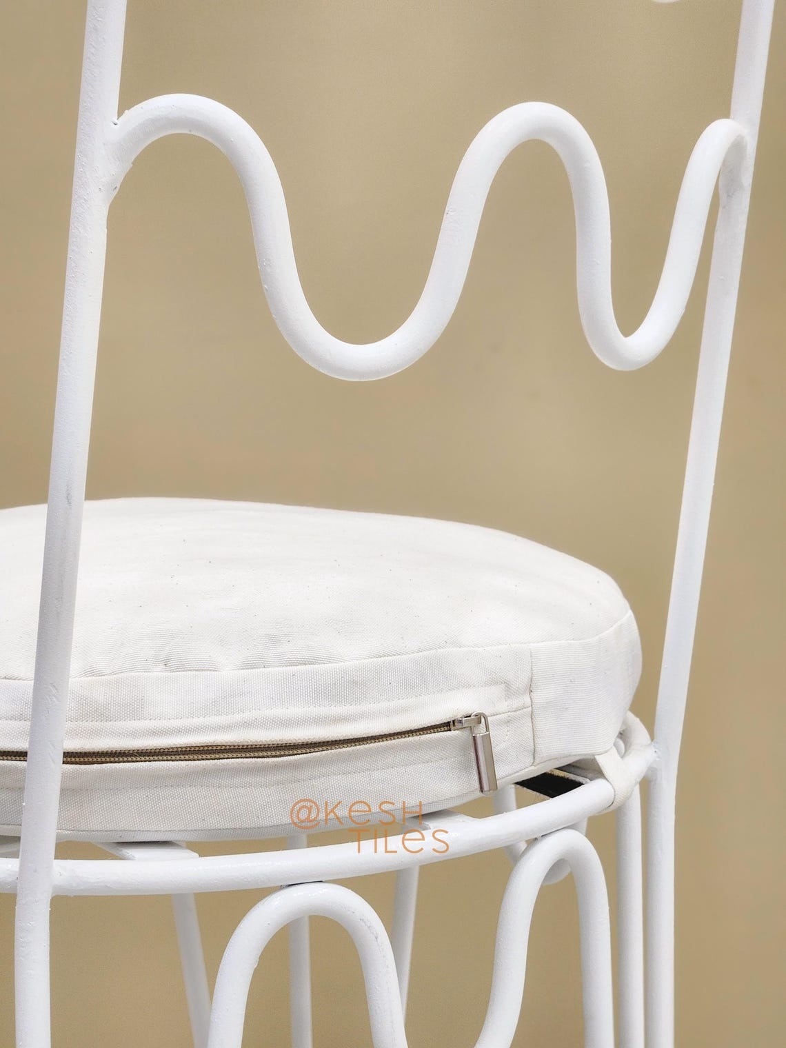 Anwar - Handmade Wrought Iron Stool, Black Wavy Indoor Outdoor Seat