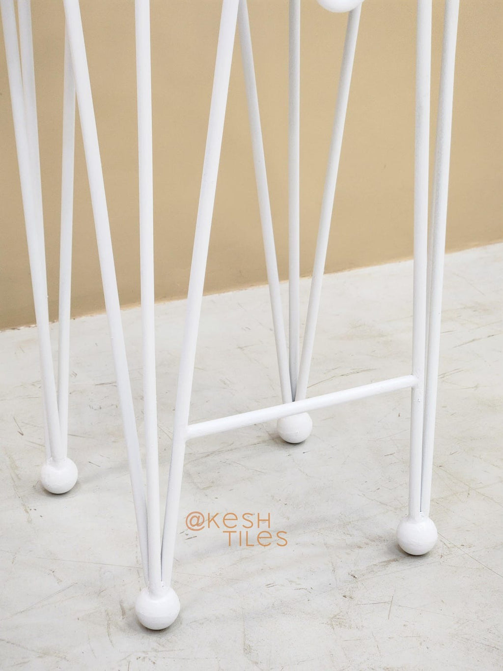 Anwar - Handmade Wrought Iron Stool, Black Wavy Indoor Outdoor Seat