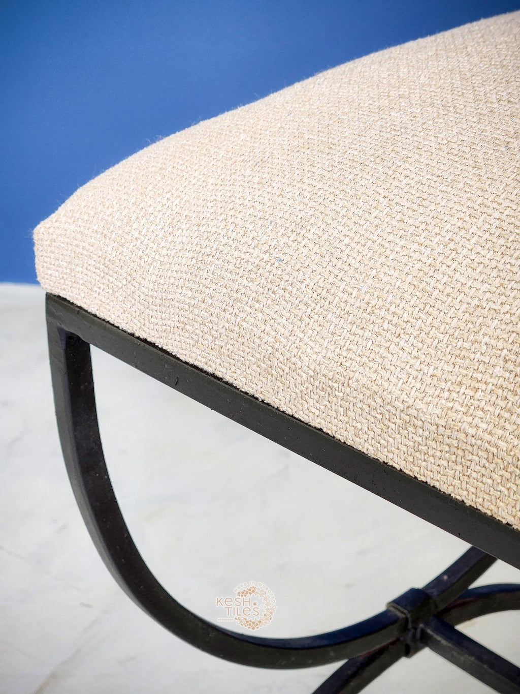 Siraj - Strapontin Wrought Iron Stools Set, Black Folding Benches