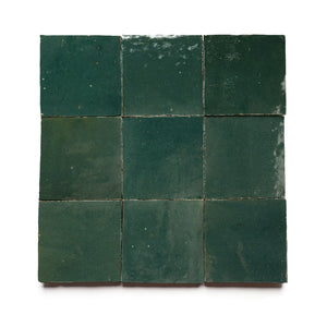 Zaytouna Green 4x4 Square Zellige Tile